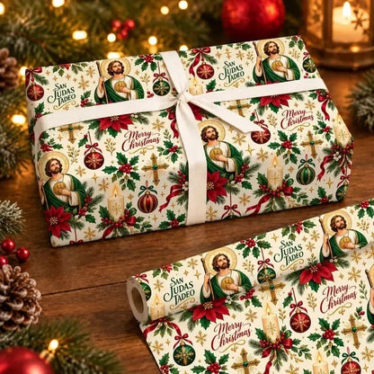 ✝️🎁San Judas Tadeo Christmas Wrapping Paper🎁Buy More Save More