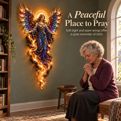 ✝️ Heavenly Radiance Lighted Angel Wall Sculpture | Gabriel or Michael