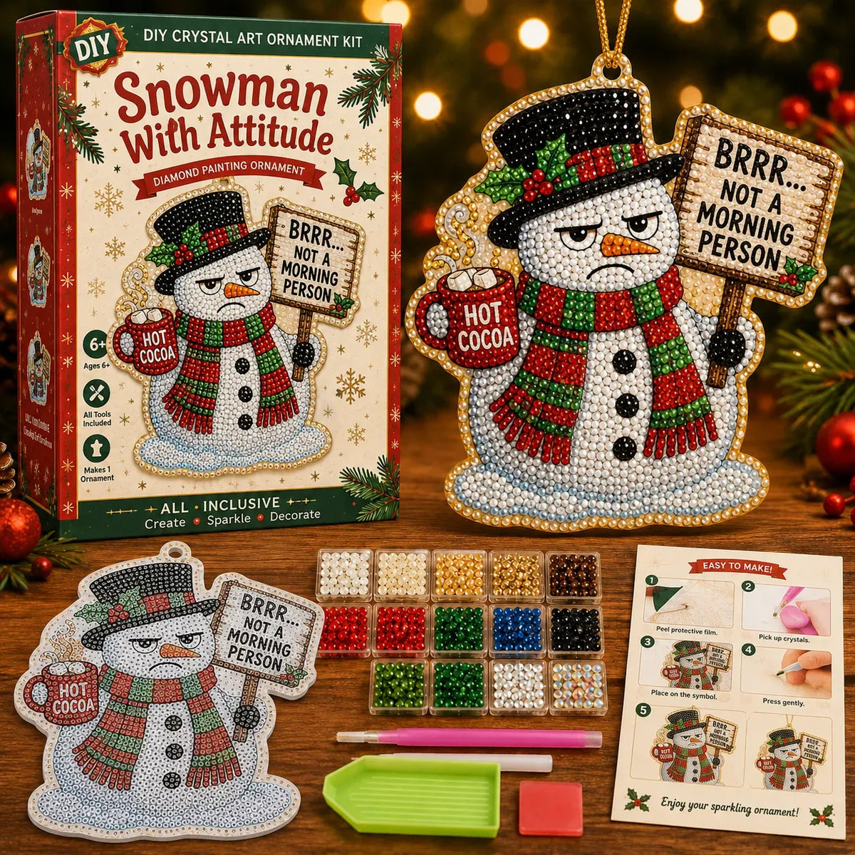 ⏰LAST DAY 57% OFF 🎄😂 Funny Christmas Pearl Diamond Art Ornament DIY Kit 💕 Beginner-Friendly