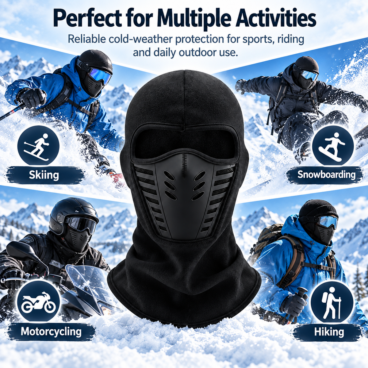 Thermal Full Face Balaclava Ski Mask – Fleece Winter Face Cover with 3D Breathable Mouthpiece for Skiing, Riding & Outdoor Use