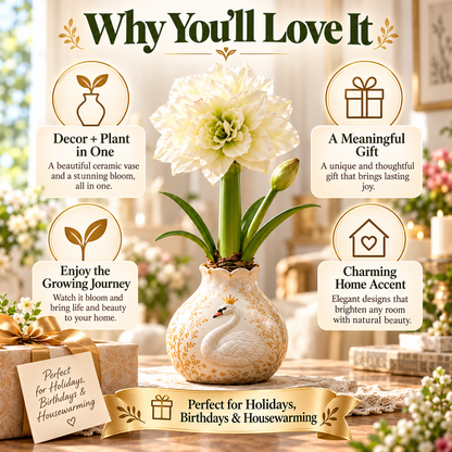 🌱Grow Your Own Amaryllis – Blooming Gift Pot with Decorative Animal Vase