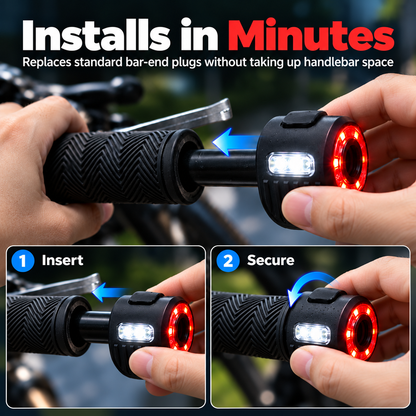 🚴(A pair) Dual-Direction Handlebar Safety Lights – USB Rechargeable Front & Rear Bike Lights with Hidden Bar-End Installation