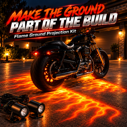 🔥 Motorcycle Flame Ground Projector Kit – Dual 12V Adjustable Underbody Lights