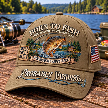 🎣 Born To Fish “Probably Fishing” USA Angler Tribute Cap  | Cotton-Poly Blend • Detailed Embroidery • Adjustable Fit