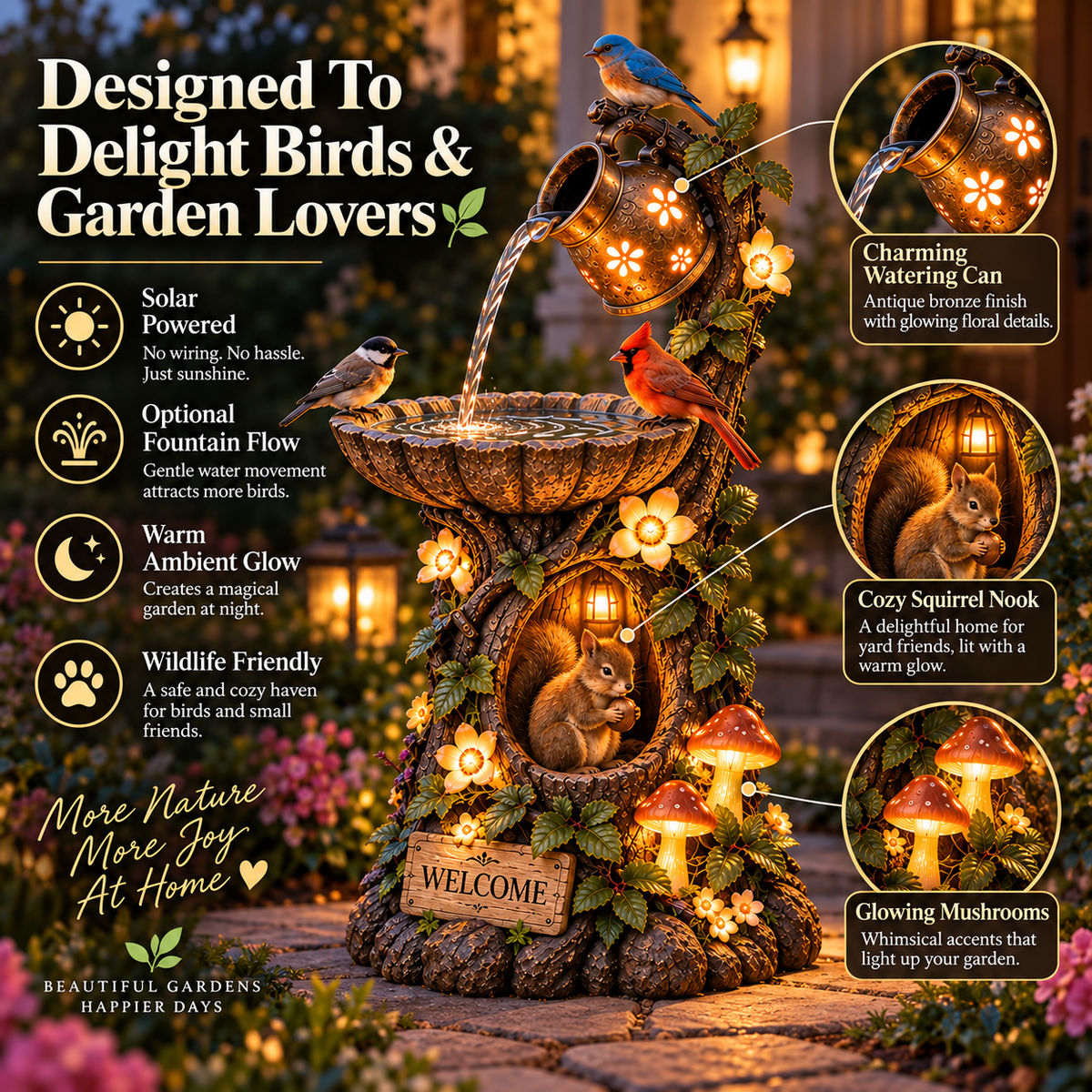⏰Limited Stock 49% OFF -🐿️ Solar Birdbath Fountain Garden Decor