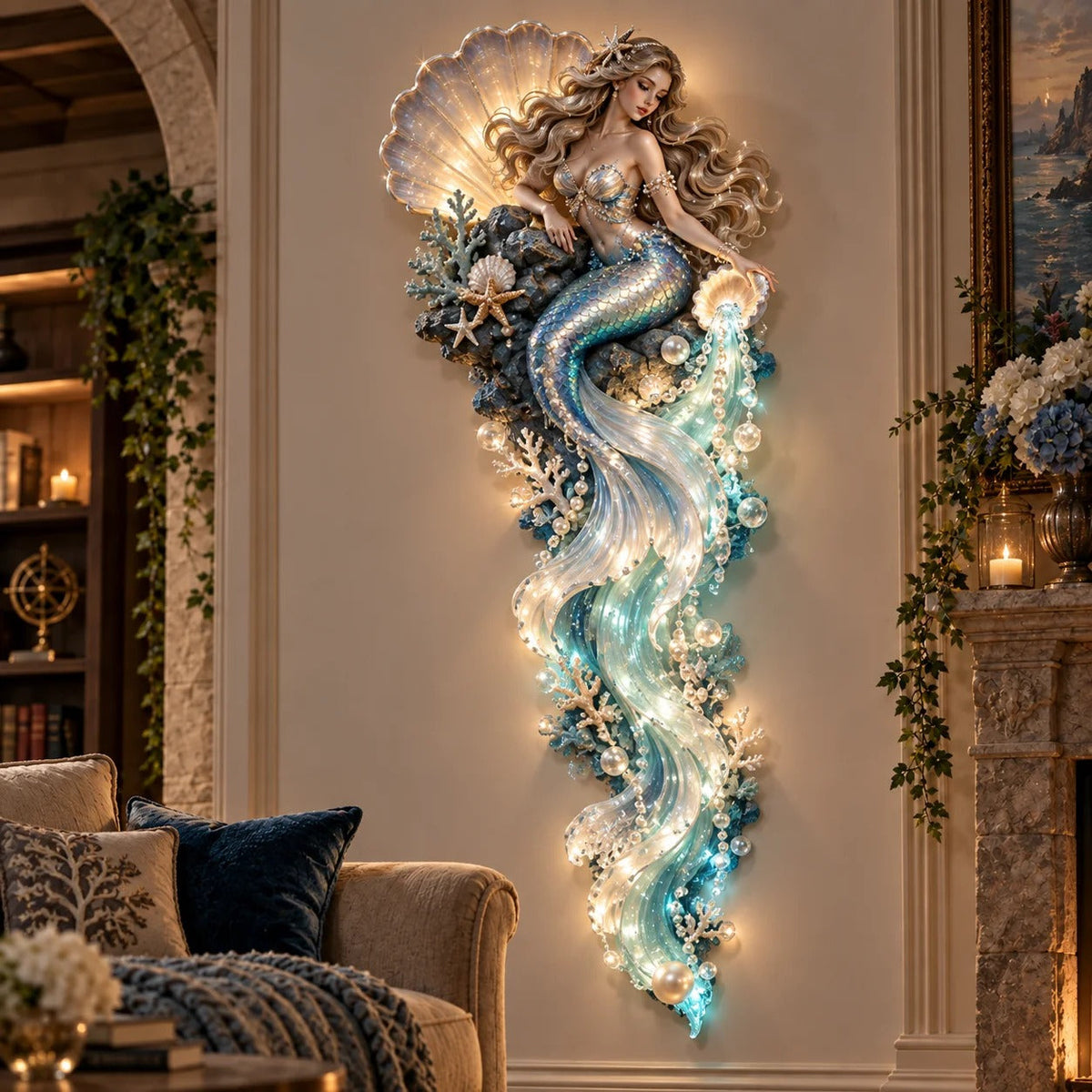 ⏰Limited Stock 50% OFF - 🌊✨ Enchanted Ocean Legends Lighted Wall Décor Collection 🐋🧜‍♀️