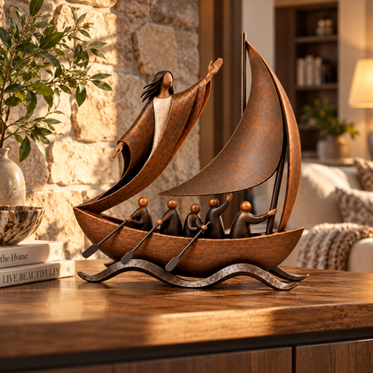 Peace in the Storm Faith Sailboat Sculpture