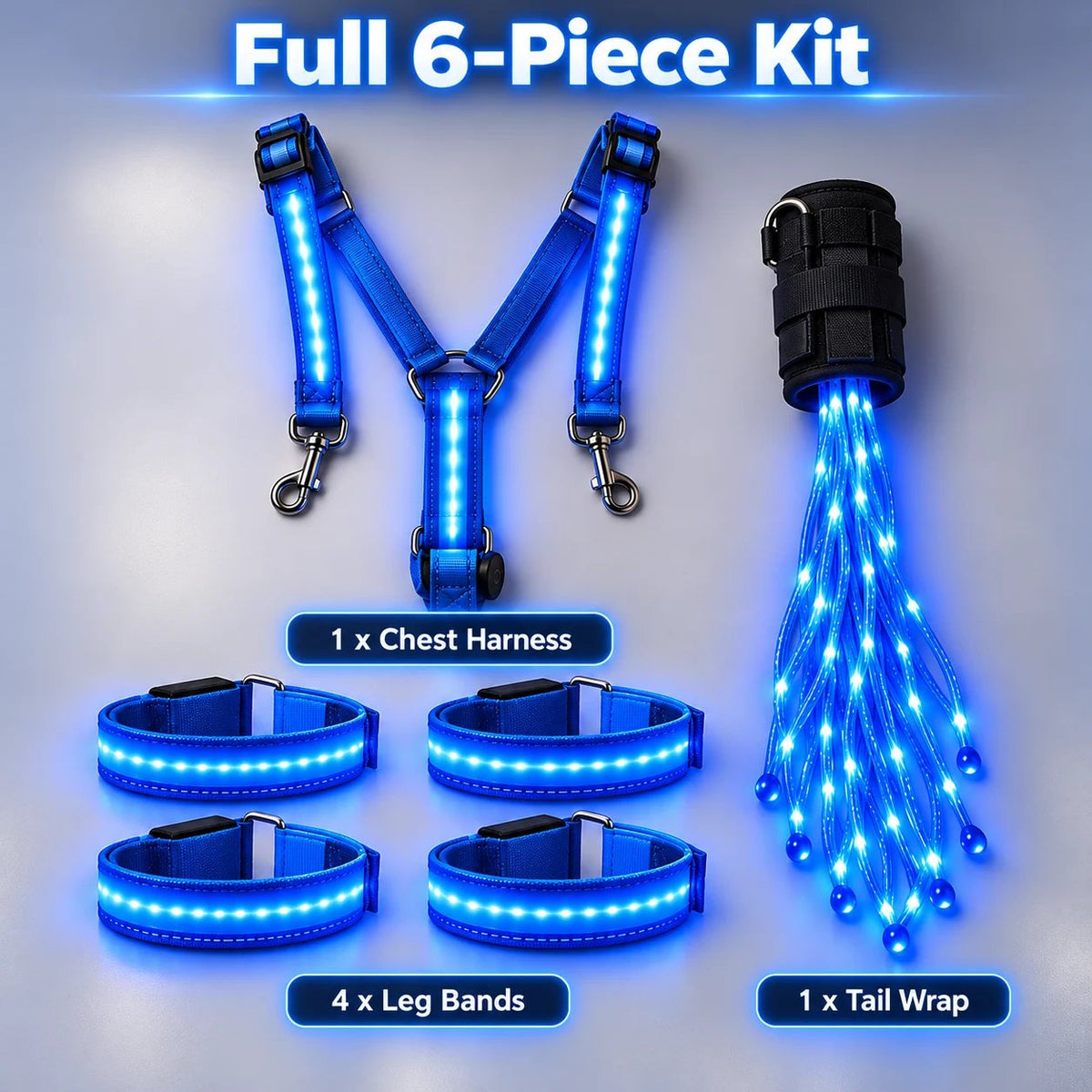 🐎Horse LED Night Glow Protection Gear 6-Piece Full Set