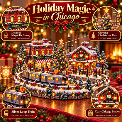 🚋🎄 Christmas City Railway  – Lighted San Francisco Cable Car & Chicago Train Holiday Scenes
