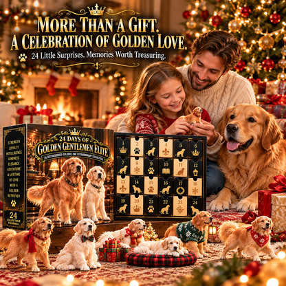 👑 Meet the Golden Gentlemen! 🐕 24-Day Golden Retriever Advent Calendar