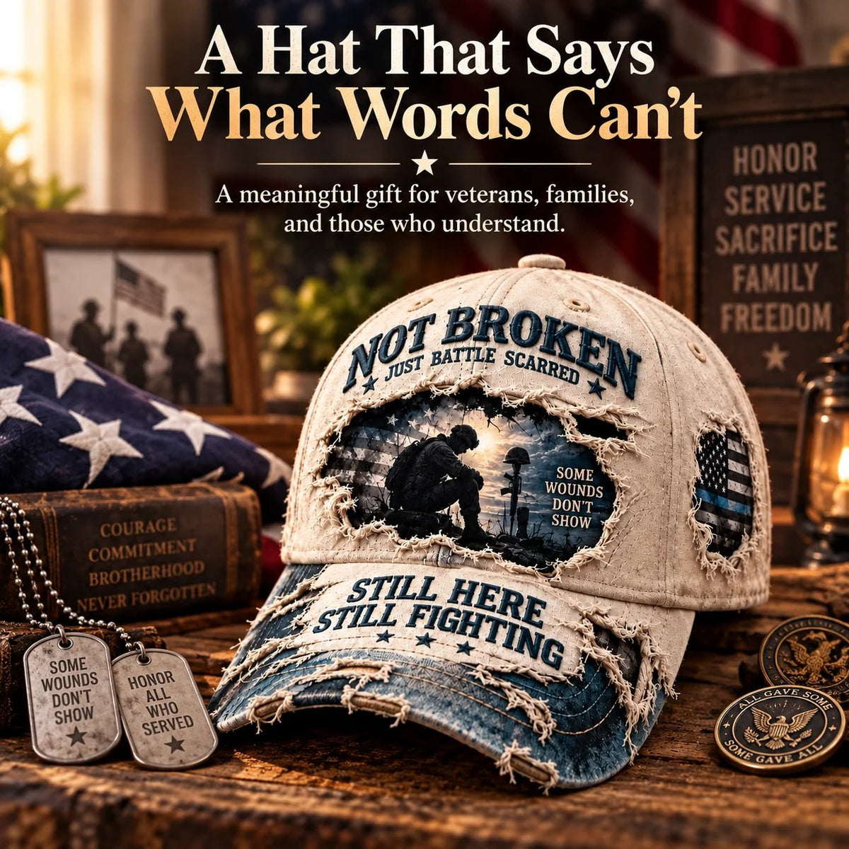 💙Veteran Mental Health Awareness Cap – PTSD Support 3D Embroidered Washed Cotton Denim Baseball Hat