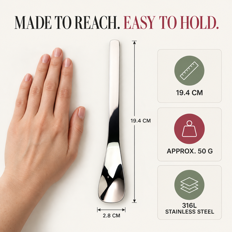 Stainless Steel Dessert Spoon With Long Ergonomic Handle