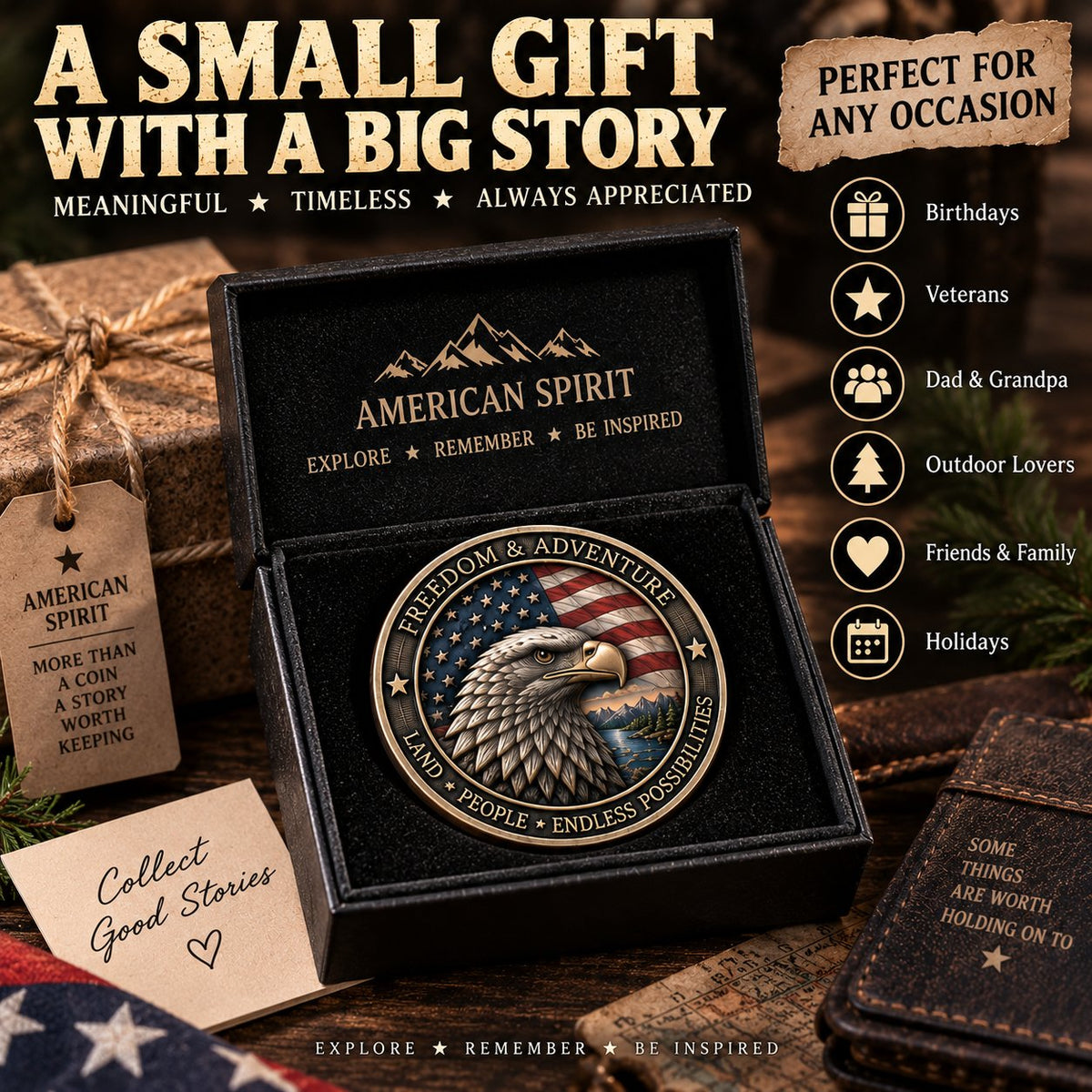 🔥 LAST DAY 50% OFF – American Spirit Challenge Coin Collection | 8 Unique Designs