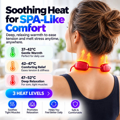 🔥Mini Necklace-Style Neck Massager — 4 Modes, 9 Intensity Levels, 3 Heat Settings, Smart Dual-Pulse Pendant Design💆‍♀️✨