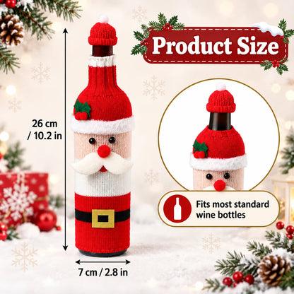 🎄 Holiday Wine Bottle Covers – Santa, Snowman, Reindeer & Elf
