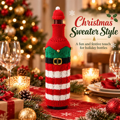 🎄 Holiday Wine Bottle Covers – Santa, Snowman, Reindeer & Elf