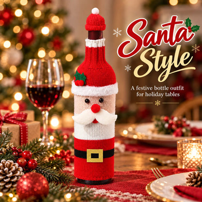 🎄 Holiday Wine Bottle Covers – Santa, Snowman, Reindeer & Elf