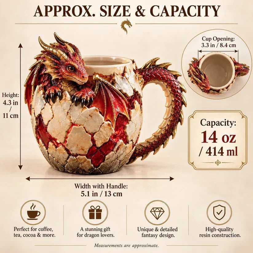 ⏳ Last Day 48% OFF – 🐉 Sculpted Dragon Mug Collection | 6 Fantasy Realm Designs with Raised 3D Dragon Details ☕
