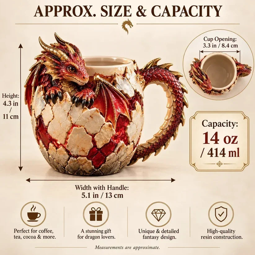 ⏳ Last Day 44% OFF – 🐉 Dragonbound Realms Sculpted Dragon Mug Collection | 6 Fantasy Realm Designs with Raised 3D Dragon Details ☕