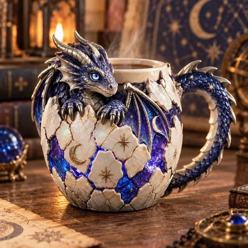 ⏳ Last Day 44% OFF – 🐉 Dragonbound Realms Sculpted Dragon Mug Collection | 6 Fantasy Realm Designs with Raised 3D Dragon Details ☕