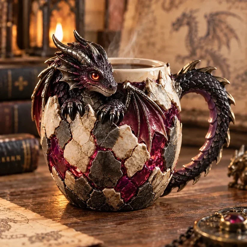 ⏳ Last Day 44% OFF – 🐉 Dragonbound Realms Sculpted Dragon Mug Collection | 6 Fantasy Realm Designs with Raised 3D Dragon Details ☕