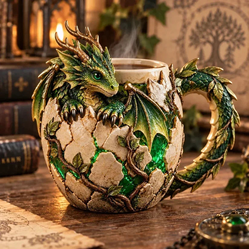 ⏳ Last Day 44% OFF – 🐉 Dragonbound Realms Sculpted Dragon Mug Collection | 6 Fantasy Realm Designs with Raised 3D Dragon Details ☕