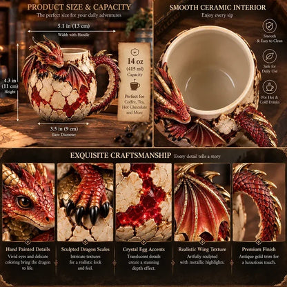 ⏳ Last Day 44% OFF – 🐉 Dragonbound Realms Sculpted Dragon Mug Collection | 6 Fantasy Realm Designs with Raised 3D Dragon Details ☕