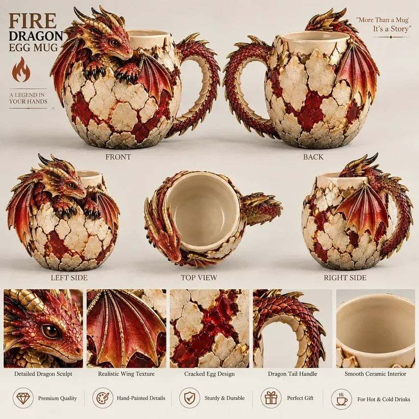 ⏳ Last Day 44% OFF – 🐉 Dragonbound Realms Sculpted Dragon Mug Collection | 6 Fantasy Realm Designs with Raised 3D Dragon Details ☕