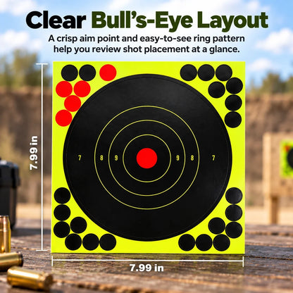 🎯 8' Peel-and-Stick Shooting Targets – 100-Pack Bullseye Stickers
