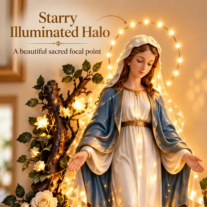 💖 Virgin Mary Divine Light – 3D Christian Wall Art with Warm Glow