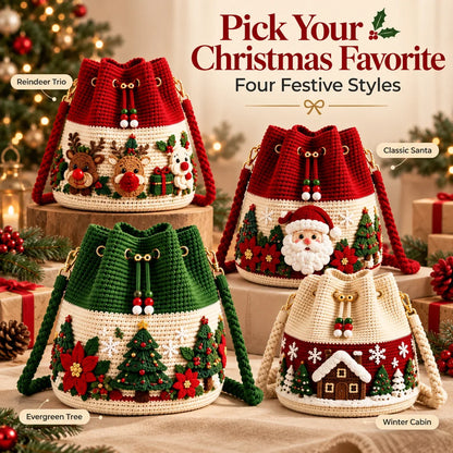 🎄Festive Crochet Bucket Bag – Carry the Magic of Christmas Wherever You Go!