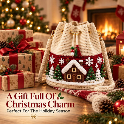 🎄Festive Crochet Bucket Bag – Carry the Magic of Christmas Wherever You Go!