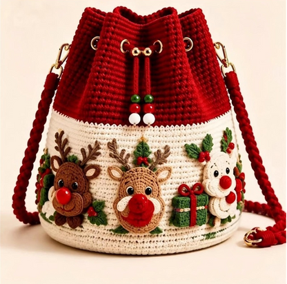🎄Festive Crochet Bucket Bag – Carry the Magic of Christmas Wherever You Go!
