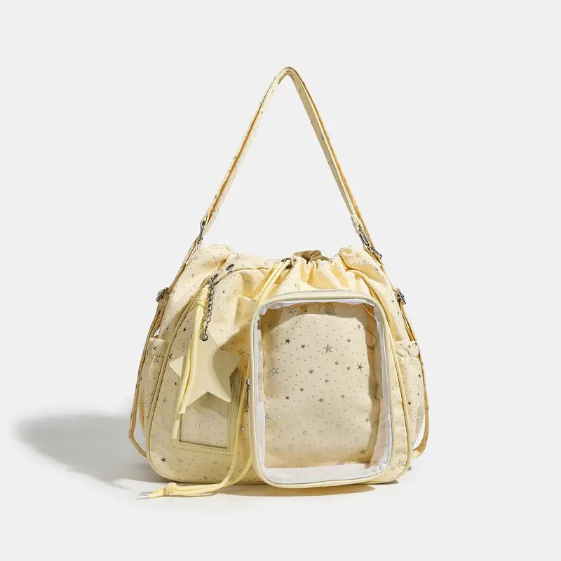 Star Print Multi-Compartment Shoulder Bag