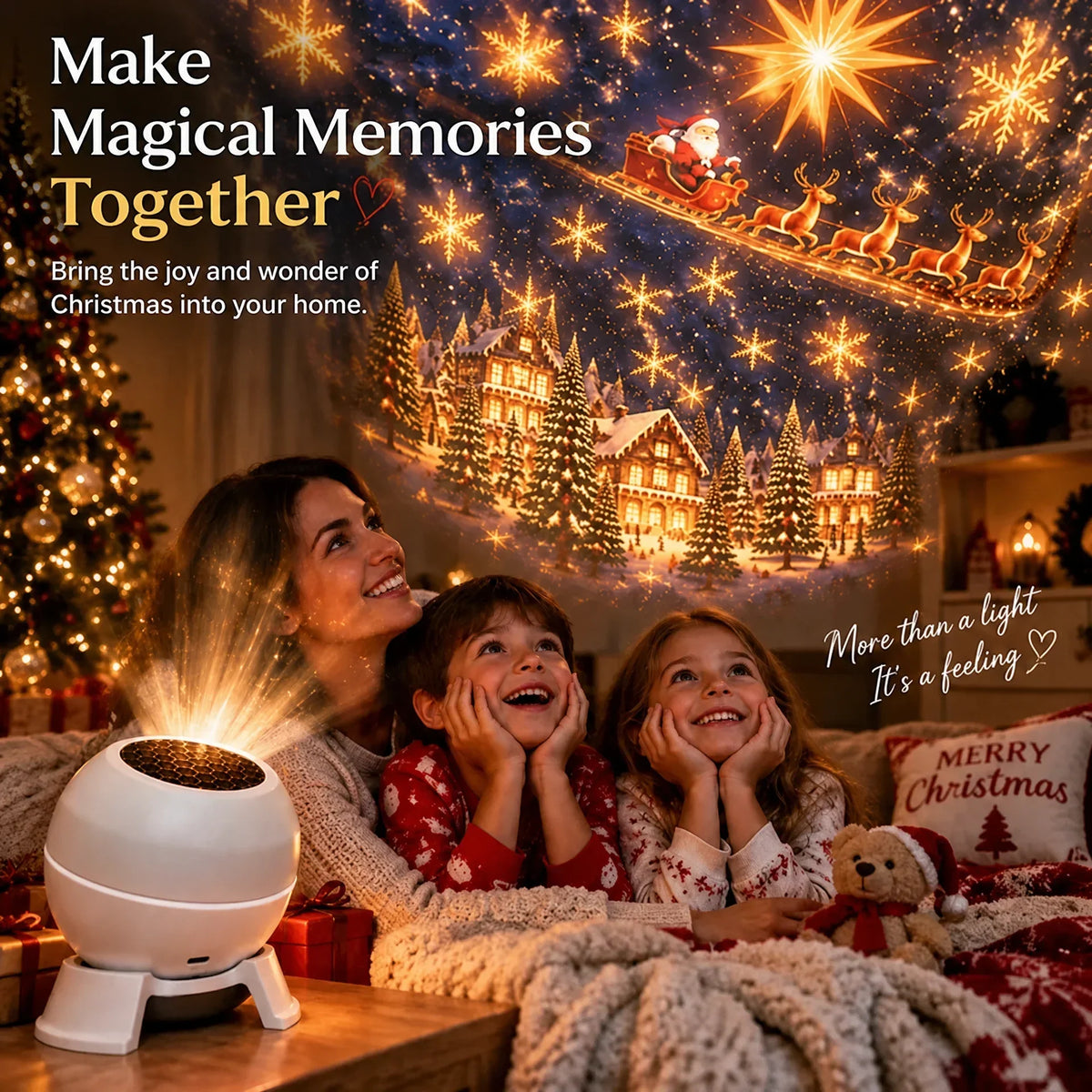 🔥LAST DAY 49% OFF -🎄 Magical Christmas Projection Night Light – Transform Any Room Into A Holiday Wonderland