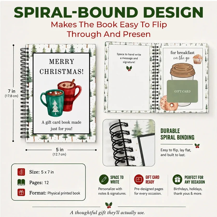 🎁70% OFF!!!-Ready for Christmas!🎅Christmas Gift Card Book, DIY Spiral-Bound Christmas Gift Card Holder Book🎁Personalized Xmas Gifts for Family, Festive & Party Supplies