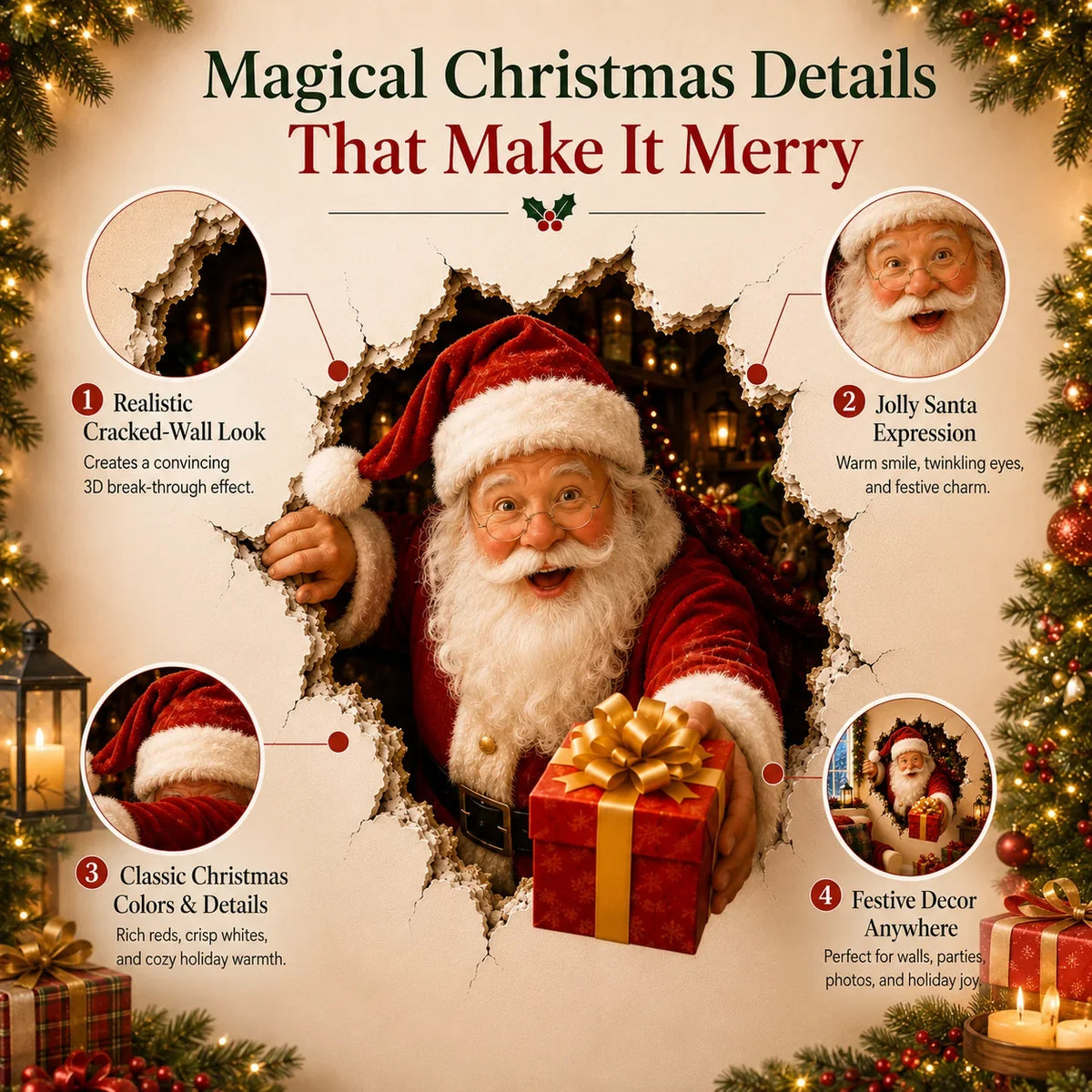 🔥Last Day 50% OFF-19.7'' Christmas Break-In 3D Wall Decal