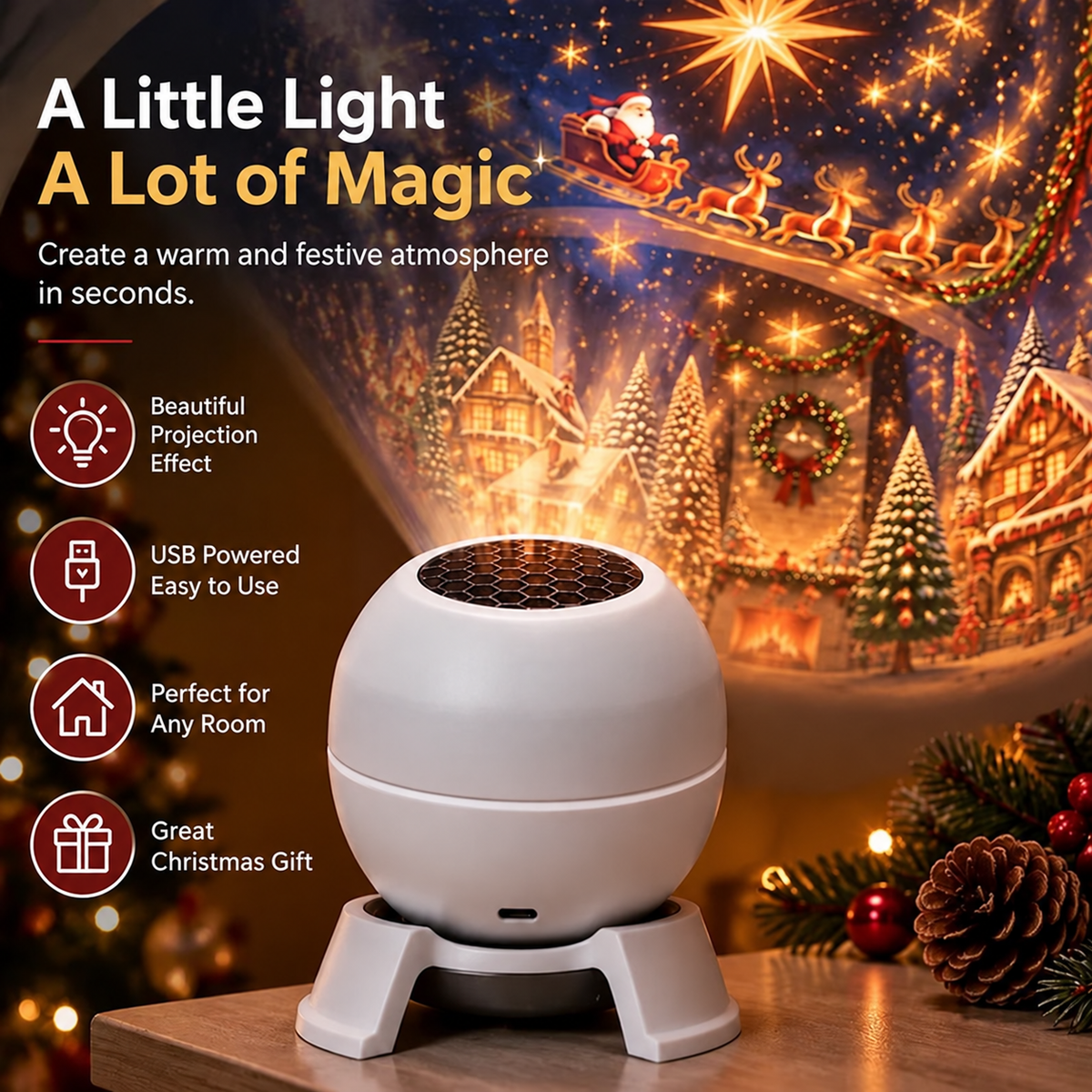 Turn Any Room Into a Christmas Wonderland – Holiday Projection Night Light