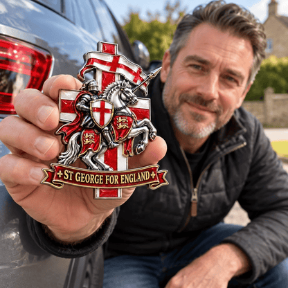 🛡️ “St George for England” Protection & Blessing Commemorative Metal Car Emblem