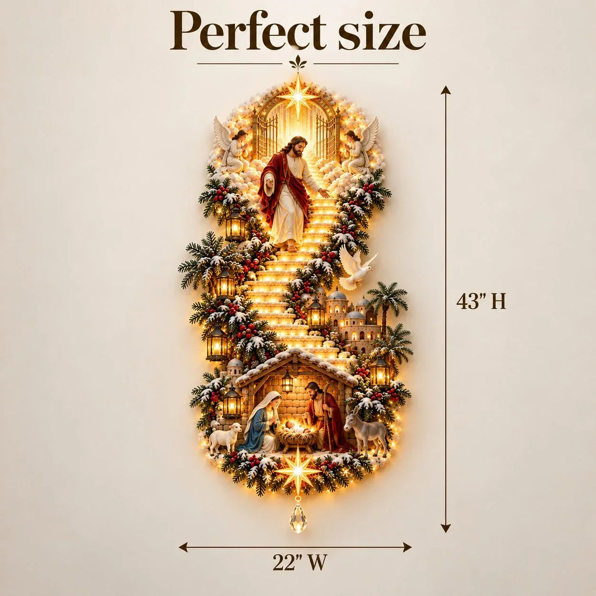 ✨ Last Day – 49% Off!✨ Jesus Light Of Heaven Christmas Wall Hanging✝️