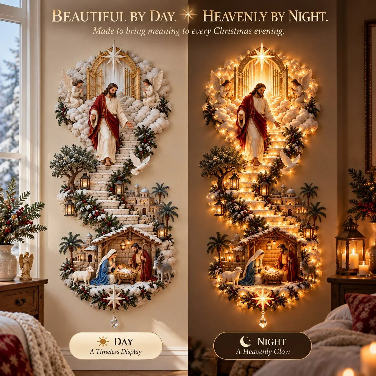 ✨ Last Day – 49% Off!✨ Jesus Light Of Heaven Christmas Wall Hanging✝️