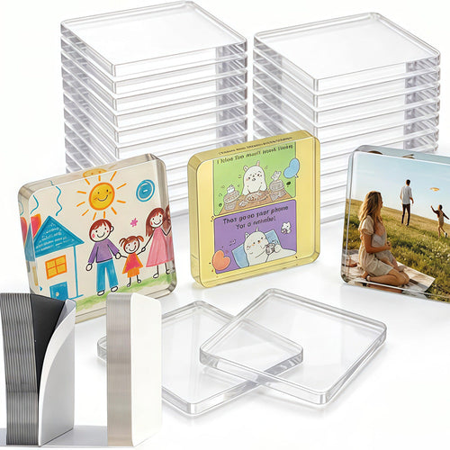 ✨ DIY Photo Fridge Magnet Kit – 10 Pack Clear Acrylic Picture Magnets 🧲
