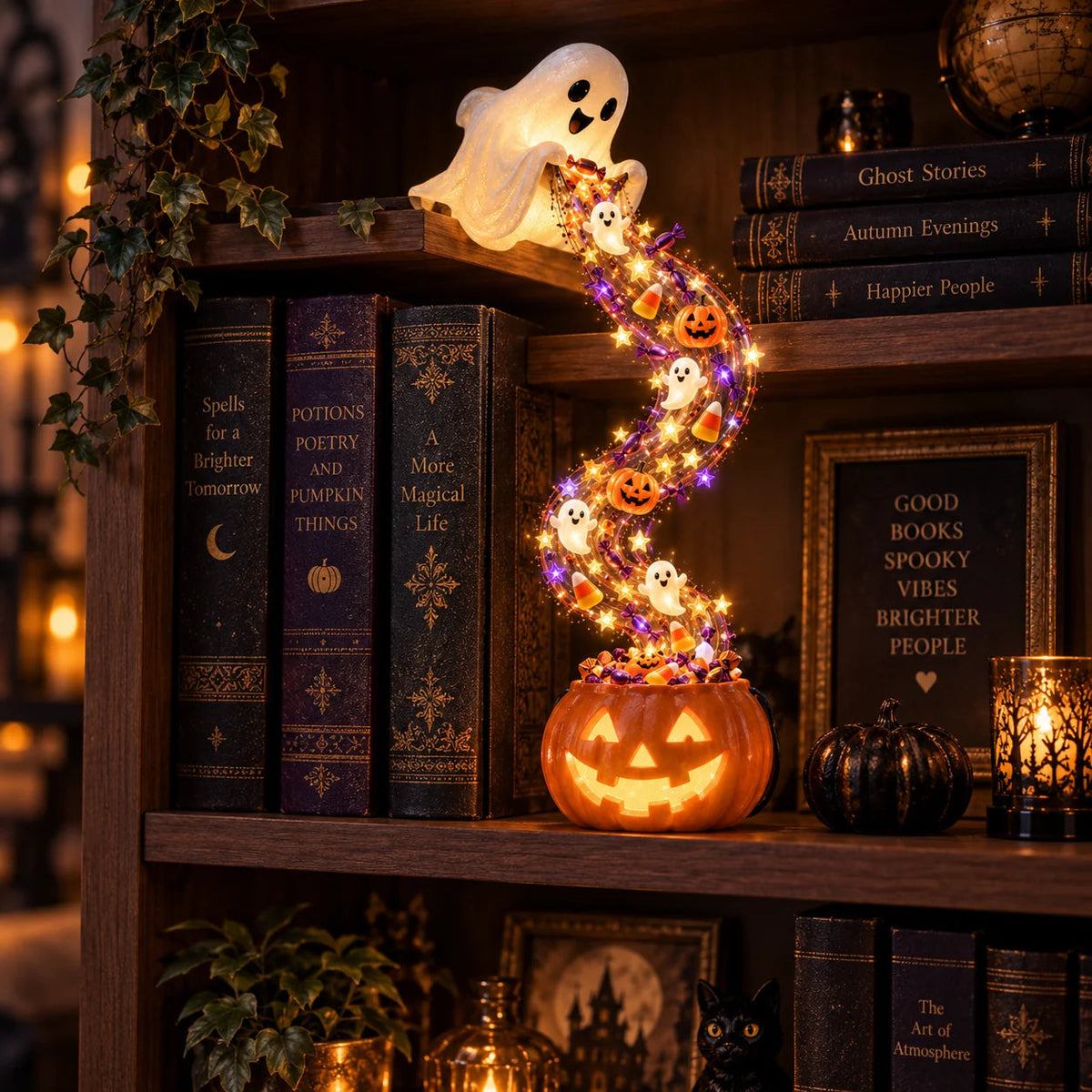 🔮✨ Witchy Glow Shelf Décor — Spooky & Enchanting Halloween Style