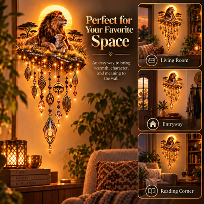 Majestic Savannah Family Glow™ – Lion & Cub Illuminated Wall Decor🦁