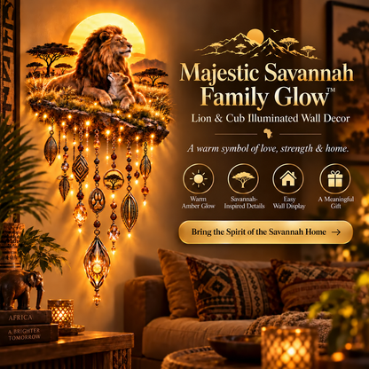 Majestic Savannah Family Glow™ – Lion & Cub Illuminated Wall Decor🦁