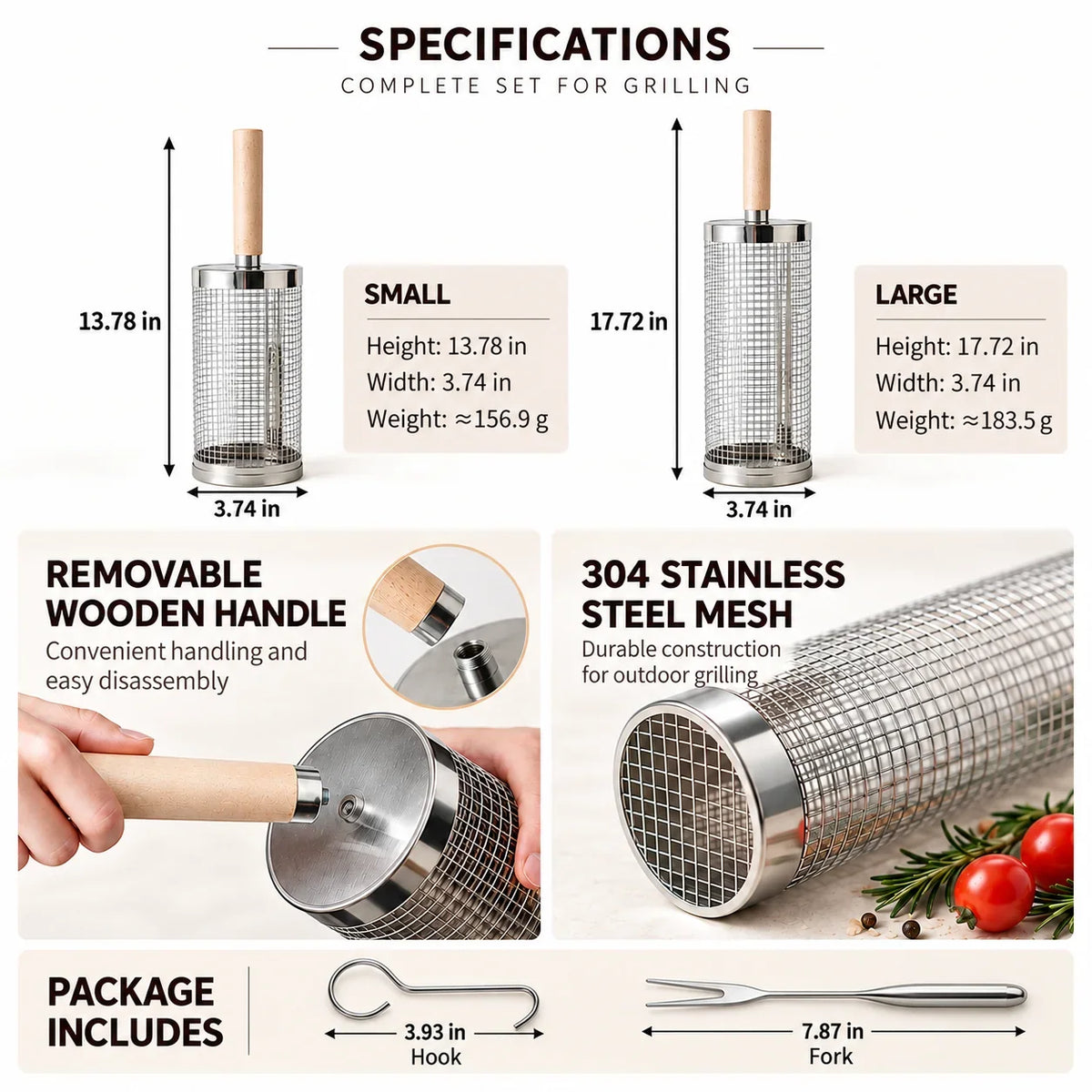🔥 Limited-Time 40% OFF — Stainless steel rolling grill basket