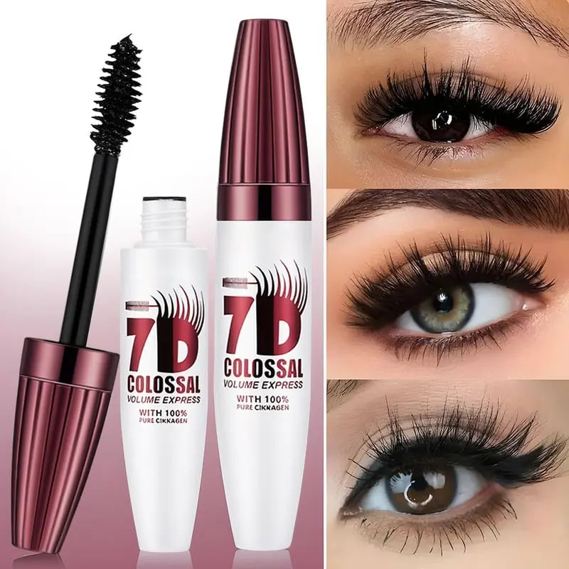 7D Waterproof Mascara - 24H Long Lasting Volume & Curl, Smudge-Proof Lift for Natural False Lash Look