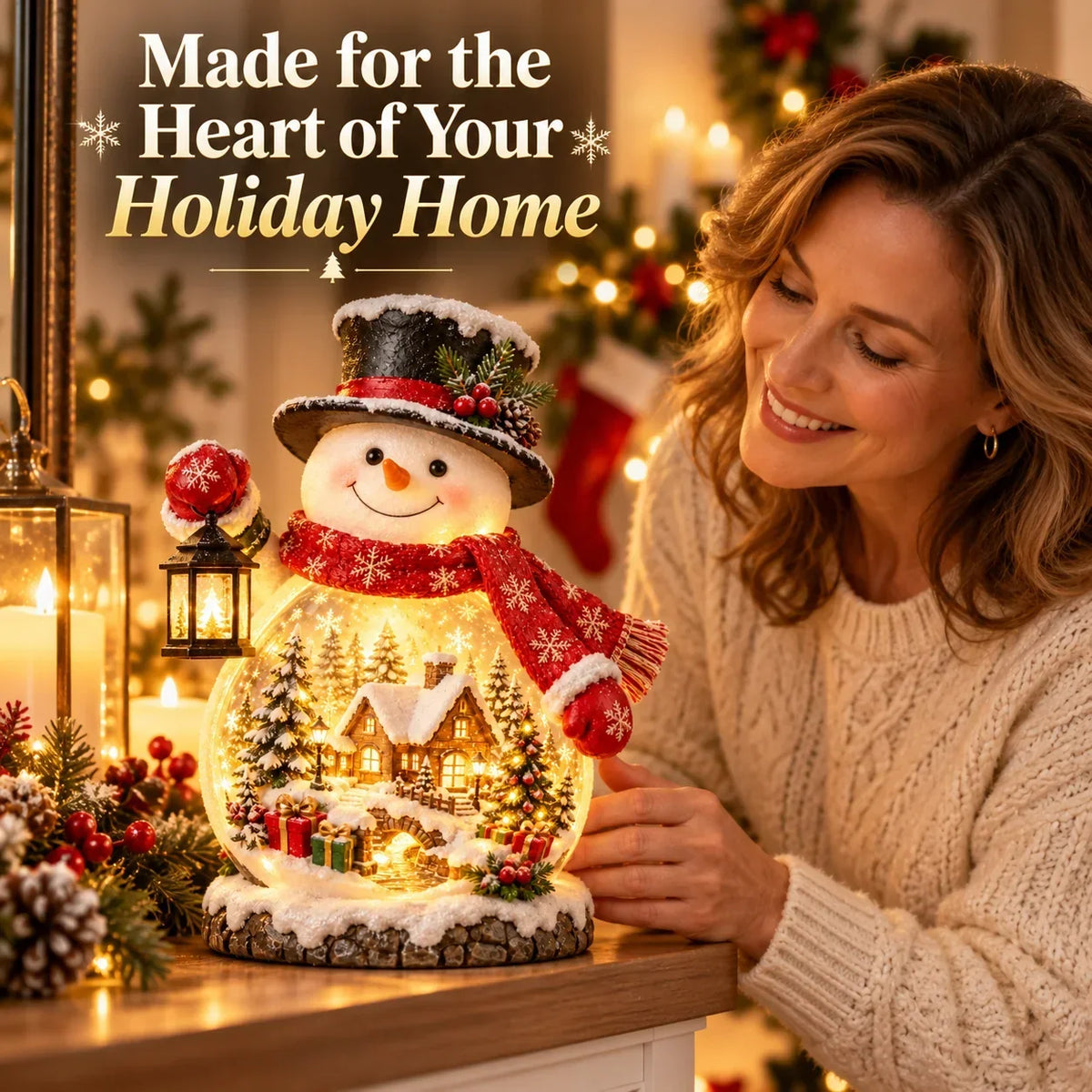 ⛄ Light-Up Christmas Snowman Village – Cozy Holiday Tabletop Decor 🎄✨