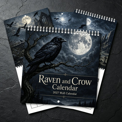 🐦‍⬛Raven & Crow 2027 Wall Calendar — 12 Months of Moonlit Gothic Art🖤