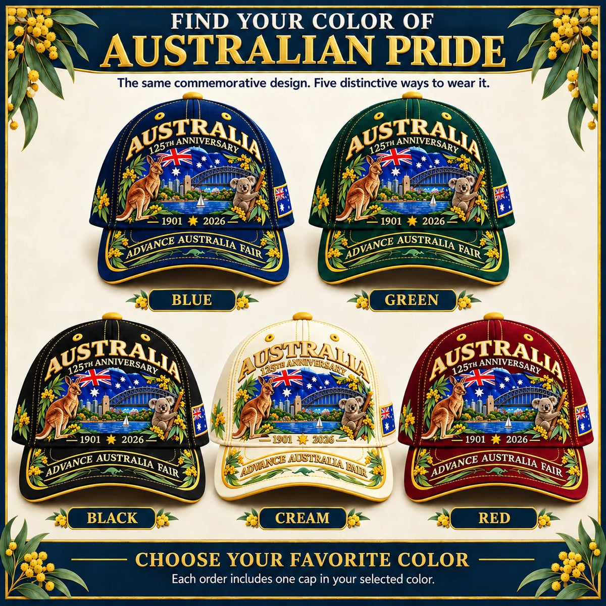 🦘Australia 125th Anniversary 1901–2026 Commemorative Cap